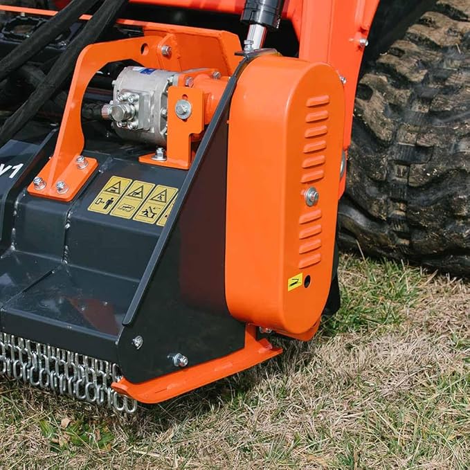 Titan Attachments 68" Hydraulic Flail Mower Attachment, Heavy Duty Blades for Tough Brush and Tall Grass, Adjustable Roller Bar, Quick Tach, Fits Almost All Skid Steers, Loaders & Tractors
