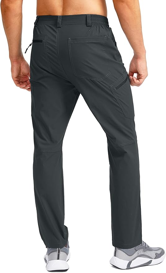 Pudolla Men's Lightweight Hiking Pants with 7 Pockets Quick Dry Water Resistant Fishing Travel Pants