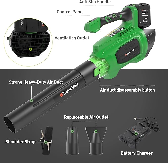 40V Leaf Blower Cordless, 620CFM Brushless Electric Leaf Blower Cordless with 2×5.0Ah Batteries and Charger, Battery Powered Leaf Blowers 4-Variable Speed & Turbo Mode Blowers for Lawn Care, Yard