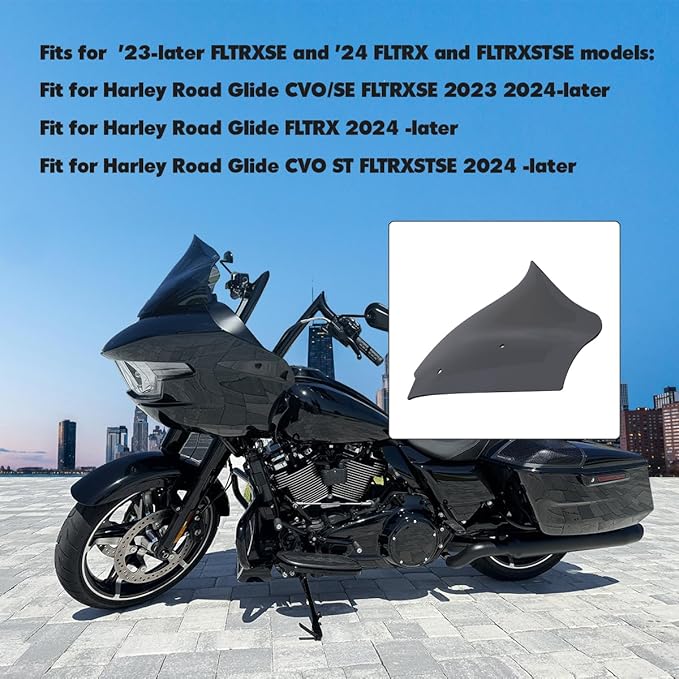 Smoke 10" Wave Windshield Compatible for Harley CVO Road Glide 2024 Wind Shield Windscreen Air Deflector for Harley Davidson Road Glide CVO FLTRXSE 2023-2024 FLTRX FLTRXSTSE 2024