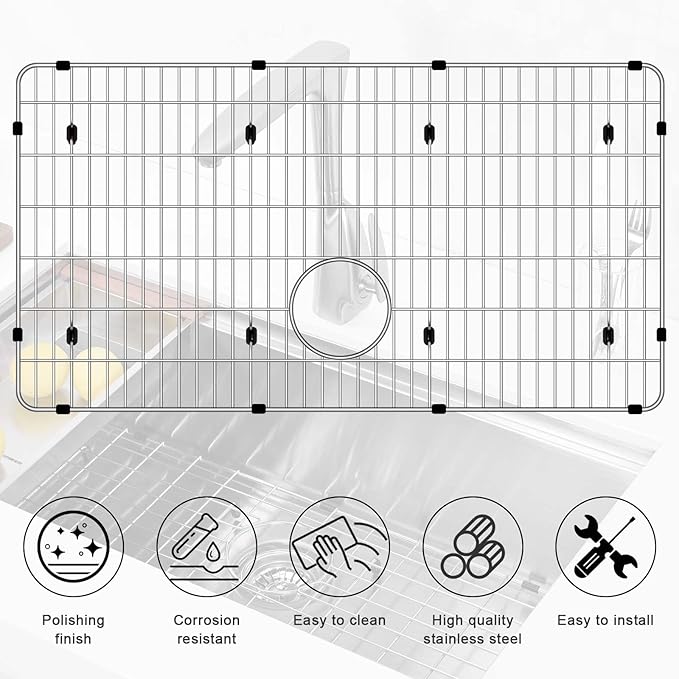 CTXBG2614 Sink Protectors 26-3/8" x 14-3/8" x 1-1/4"for Bottom of Kitchen Sink ，Stainless Steel Bottom Grid Sink Racks for sink bowls EFRU281610T, EFRU2816T, EFU281610T
