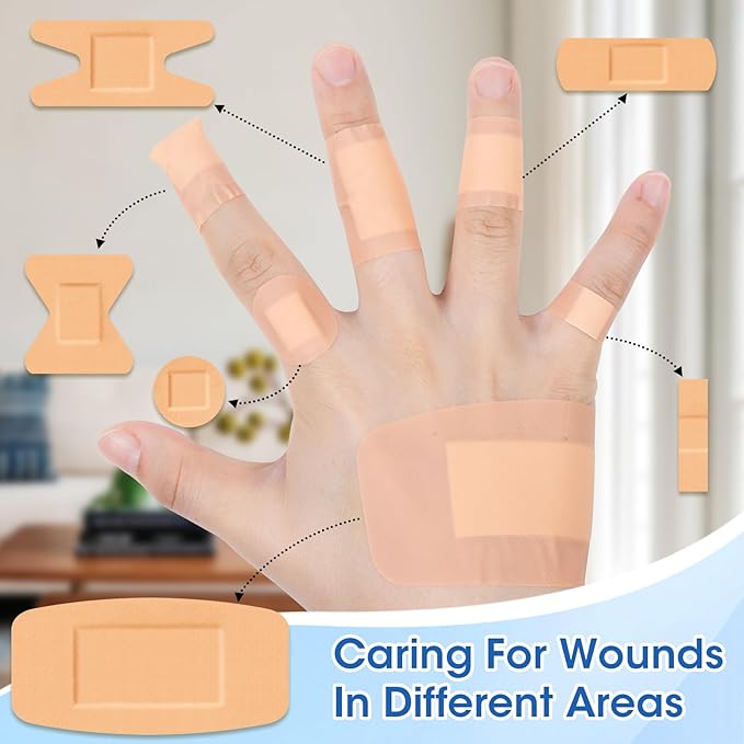 CXYARY 1000 Counts Assorted Bandages Bulk Variety Pack,12 Styles Flexible Fabric Heavy Duty Waterproof Bandages Individually Wrapped Used for Emergency Treatment and Skin Wound Care, Latex Free