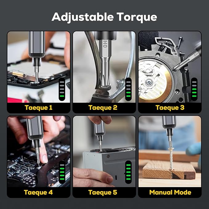 Electric Screwdriver, Power Screwdriver Set 68 in 1 Mini Cordless Rechargeable, 5 Torque Settings 3 LED Lights Precision Screwdriver for PC Accessories Phone Camera Laptop Gifts for Men