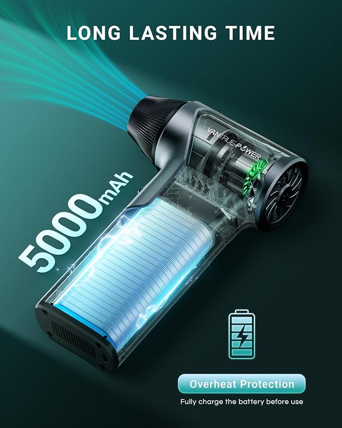 T150 Compressed Air Duster-110000RPM Super Power Electric Air Duster, 3-Gear Adjustable Mini Blower with Fast Charging, Dust Blower for Computer, Keyboard, House, Outdoor,AC and Car