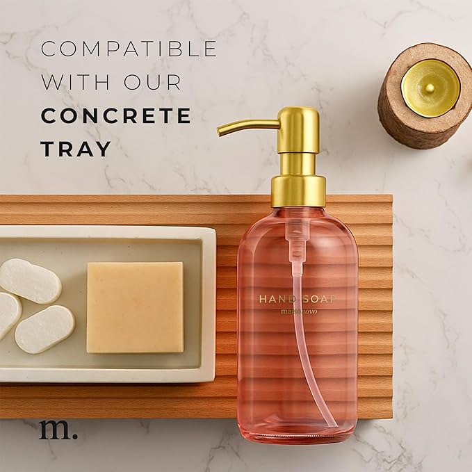 MaisoNovo Soap Dispenser 2-Piece Set | 16.9oz Pink Bottles with Gold Stainless Steel Pumps