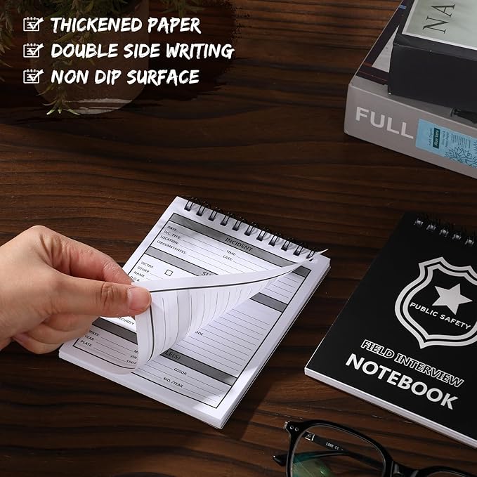 12 Pcs Public Safety Police Field Interview Notebook Report Notepad for Law Enforcement Officer Gifts Ticket Book Notebook Cop Interview Equipment Accessories, 70 Sheets/ 140 Pages(4.25x5.5 Inch)