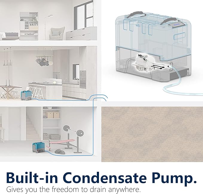 ALORAIR App Control Commercial Dehumidifier With Pump Industrial Dehumidifiers with Drain Hose, for Water Damage Restore, Flood Repair, Large Space, Job Sites (Blue)