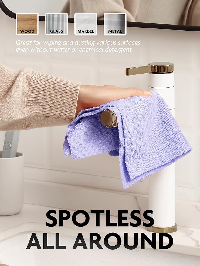 Fantasticlean Microfiber Cleaning Cloth Roll -75 Pack, Tear Away Microfiber Towels, 12" x 12", Reusable, Washable, Scratch Free, Ultra Absorbent Dishcloth for Home Supplies, Car, Pet (Lavender)