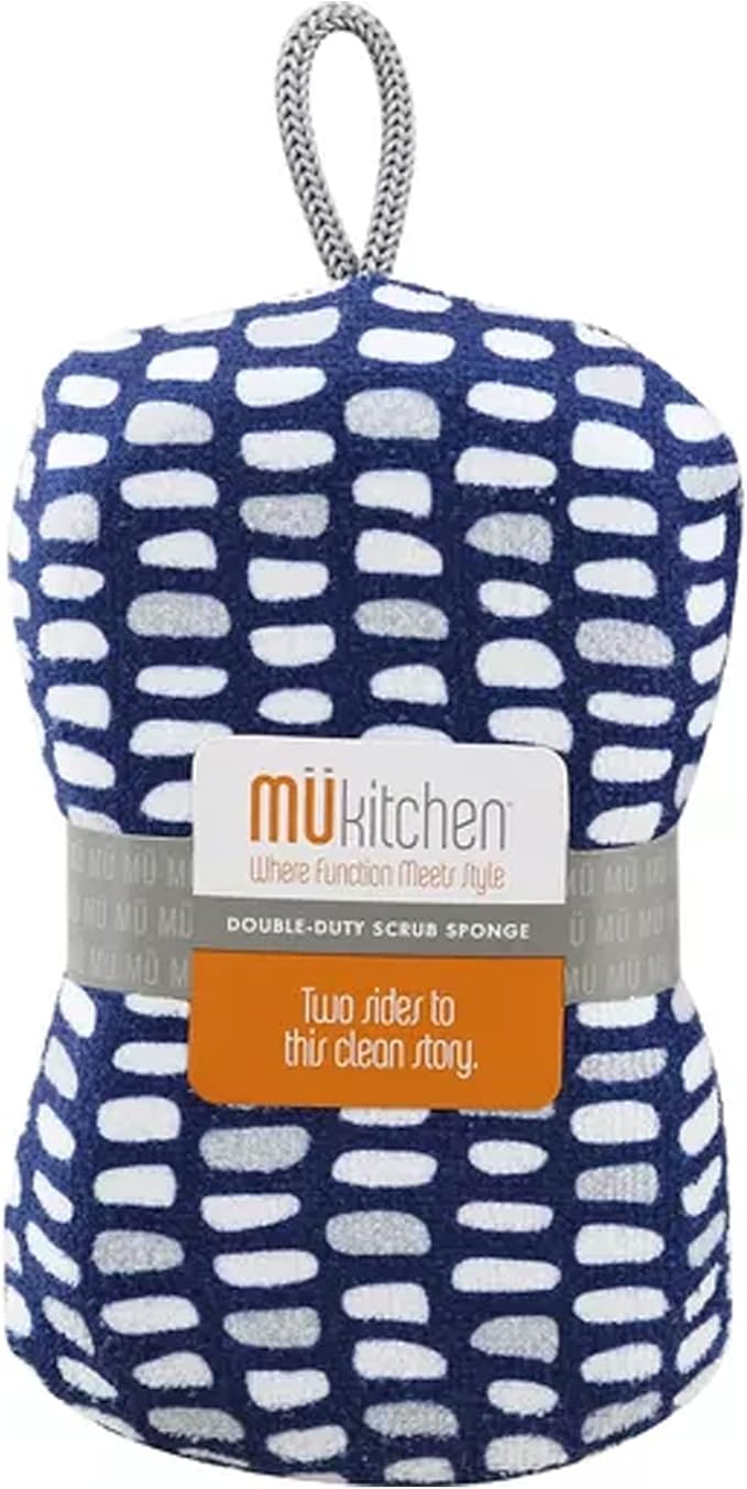 MÜkitchen Premuim Sponge for Dishes and Household Cleaning | Microfiber Print and Non-Scratch Scrub Pad | Set of 4 | (Stones)