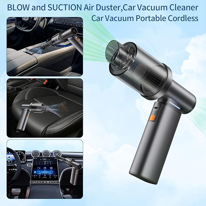WINGDA Compressed Air Duster Rechargeable Electric Air Duster Portable,100 Gear Stepless Turbo Fan,Car Vacuum Portable Cordless,Air Blower for Electronics Christmas Gift,Keyboard Cleaning,and Outdoor