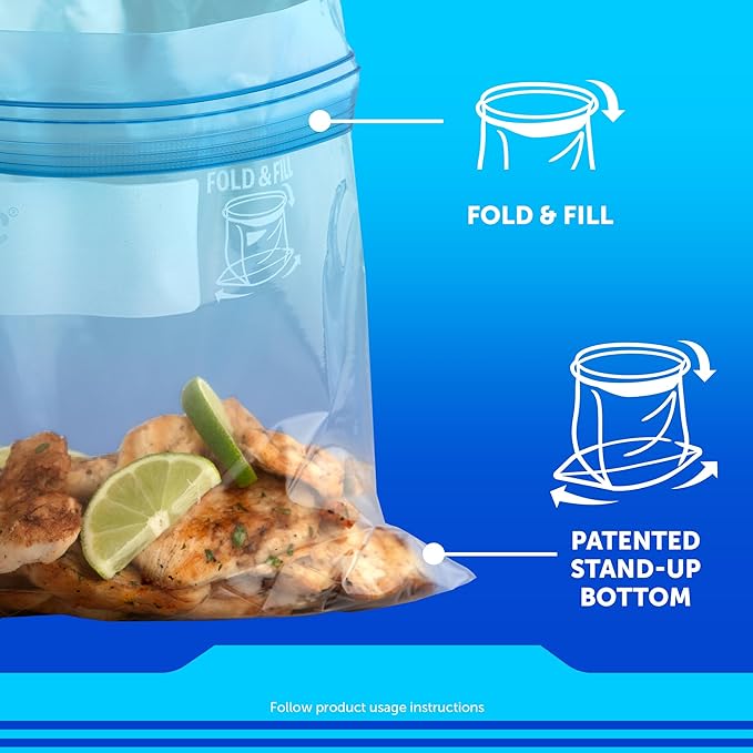 Ziploc Gallon Food Storage Freezer Bags, New Stay Open Design with Stand-Up Bottom, Easy to Fill, 28 Count