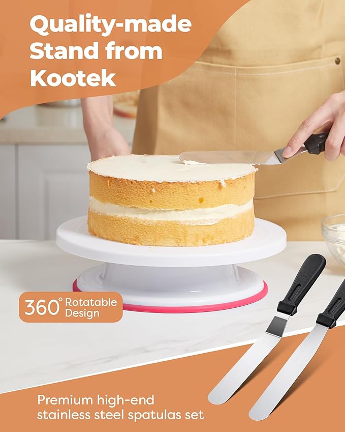 Kootek 700pcs Cake Decorating Kit, Baking Supplies with Springform Pans, Cake Turntable for Decorating, Piping Tips Set, Pastry Bags, and More Baking Tools