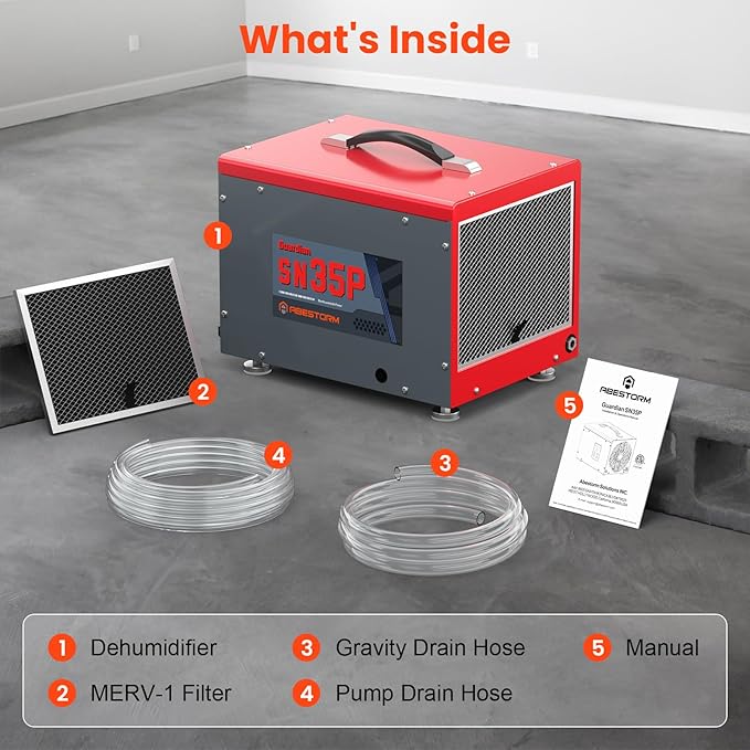 Abestorm Commercial Dehumidifier for Crawlspace, Basement, Large Space (70 Pints)