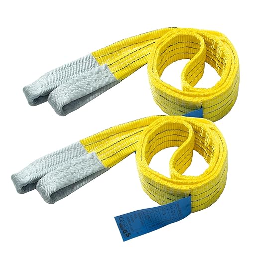 2-Pack 3"×6.5ft Industrial Lifting Sling, Heavy-Duty Polyester Webbing Sling, 6600 lbs Capacity, 5:1 Safety Factor, Eye-to-Eye Rigging Sling for Crane, Hoist & Machinery
