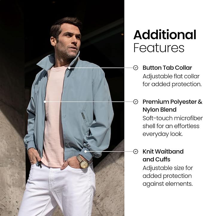 Weatherproof Men's Golf Jacket - Lightweight Windbreaker, Water-Resistant Microfiber Shell, Perfect for Golf & Casual Wear