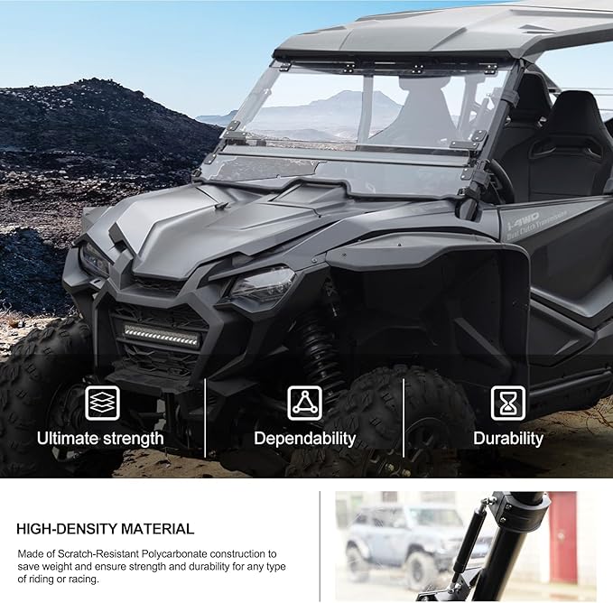 KIWI MASTER Flip Up Windshield for 2019-2025 Honda Talon 1000R/1000X/1000X4/1000R4 Accessories, Hard Coat Poly Front Window, Heavy Duty Polycarbonate, Scratch Resistant