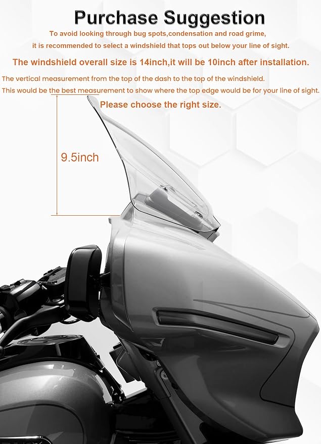 10" Wave Windshield Windscreen Wind Splitter Compatible with Harley Davidson Touring CVO Street Glide FLHXSE 2023-up,Street Glide FLHX 2024-up & FLXHU 2025-up (Tint)