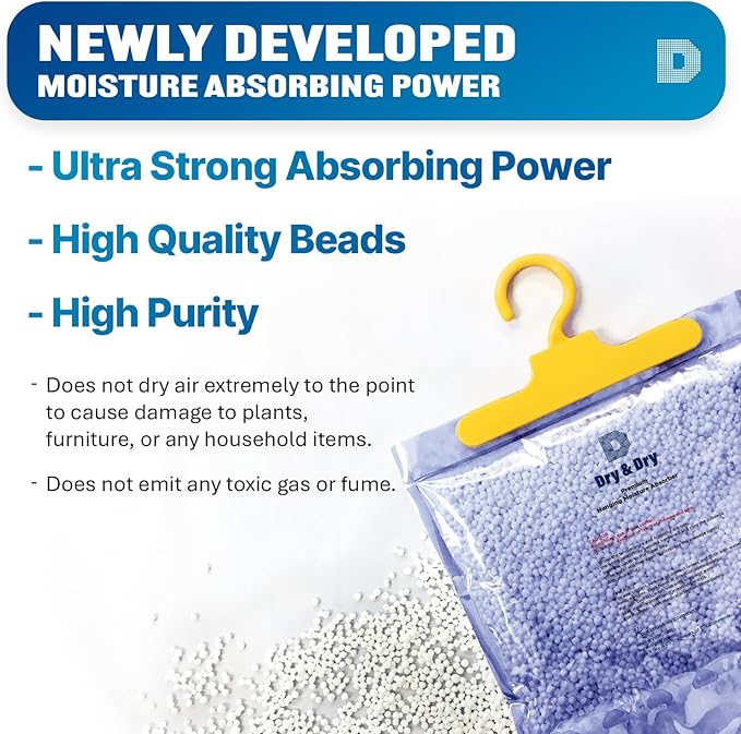 Dry & Dry 6 Packs [Net 7 Oz/Pack] Moisture Absorbers Dehumidifiers for Home Dehumidifier for Basement for Bedroom Small Dehumidifiers - Moisture Absorbers