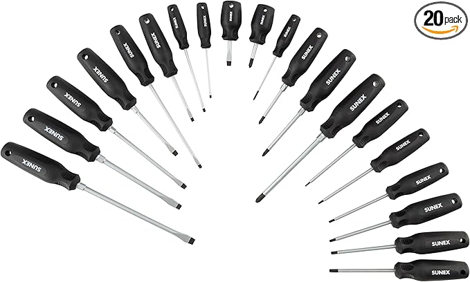 SUNEX TOOLS SXCSDS20 Phillips®, Slotted & Torx® Magnetic Screwdriver Set