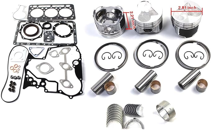 D902 Engine Overhaul Rebuild Kit with Valve Kit for Kubota D902 Engine Excavator KX41-3 Tractor BX24 BX25 BX2230D BX2350D BX2360 RTV900 Engine Rebuild/Repair Aftermarket Parts