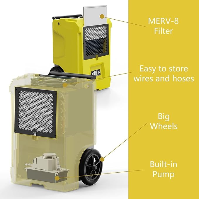 ALORAIR 110 PPD Commercial Dehumidifier APP Control Basement Dehumidifier Up to 1,300 Sq.Ft Dehu with Drain Hose for Garage, Basements, Flood Repair, Industrial Use