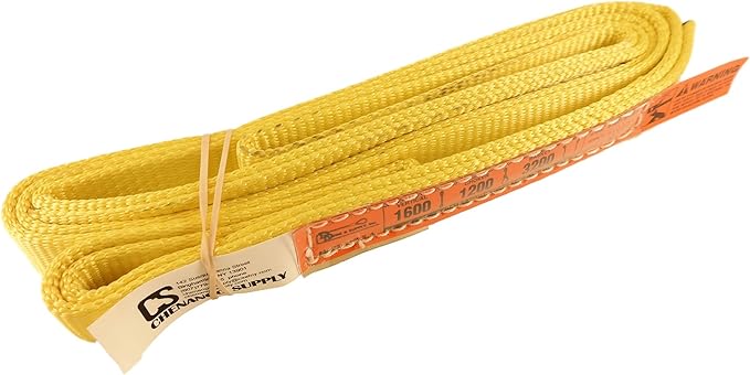 DD Sling. Multiple Lengths! (100% Made in USA) 1" Width, 1 Ply, Nylon Lifting Slings, Eye & Eye, Heavy Duty (900 Webbing), 1,600 lbs Vertical, 1,200 Choker, 3,200 Basket (1"x8')