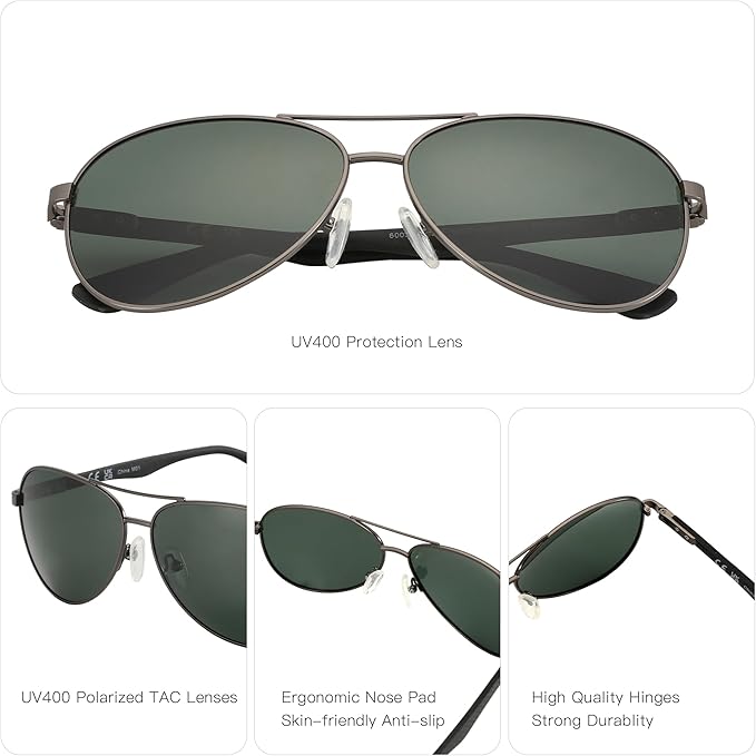 ZENOTTIC Polarized Aviator Sunglasses for Men Carbon Fiber Temple Pilot Sun Glasses with Mirrored Lens UV Protection