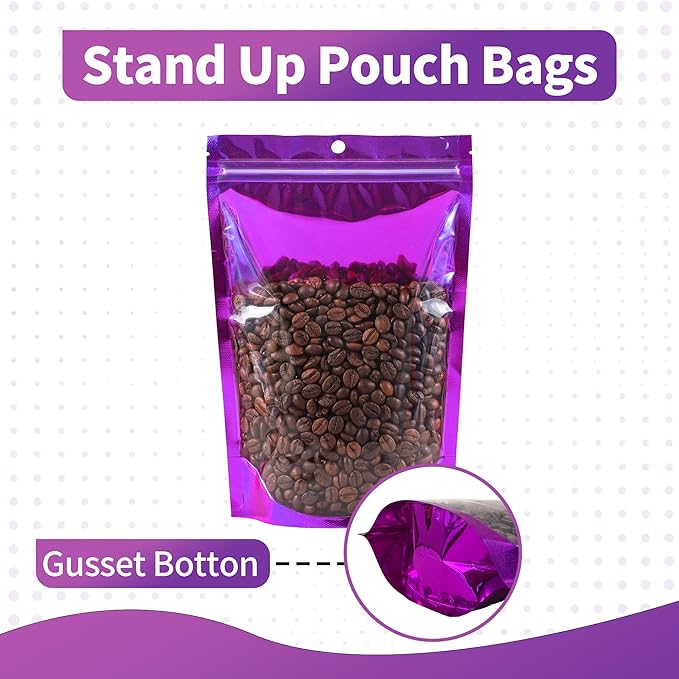 Mylar Bags for Food Storage 5.5 * 7.9, 100 PCS Clear Front Aluminum Resealable Bags for Small Business, Sealable Bag for Packaging with Guset Red