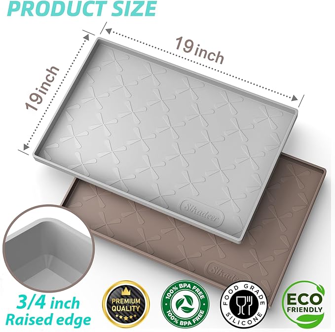 SIKADEER 19" x 19" Under Sink Mat Waterproof, Silicone Mat Kitchen Drawer Shelf and Cabinet Liner, Sink Protector for Kitchen Organizers and Storage, Boot Tray Pet Food Mats