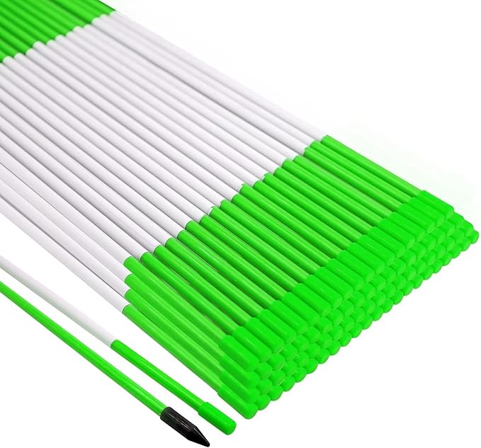 Growsun Driveway Marker 5ft Green Fiberglass 5/16 inch Dia Snow Fence Reflective Plow Stakes for Yard Walkways Parking Lots Safety Rods Edge, 25 Pack