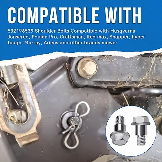 2PCS 532196539 Shoulder Bolts Compatible with Several Riding Mower Application Including Deck Suspension & Chassis,Replacement Bolt fit for Husqvarna 2042LS 2348LS LGT2654 LTH18538 TC38