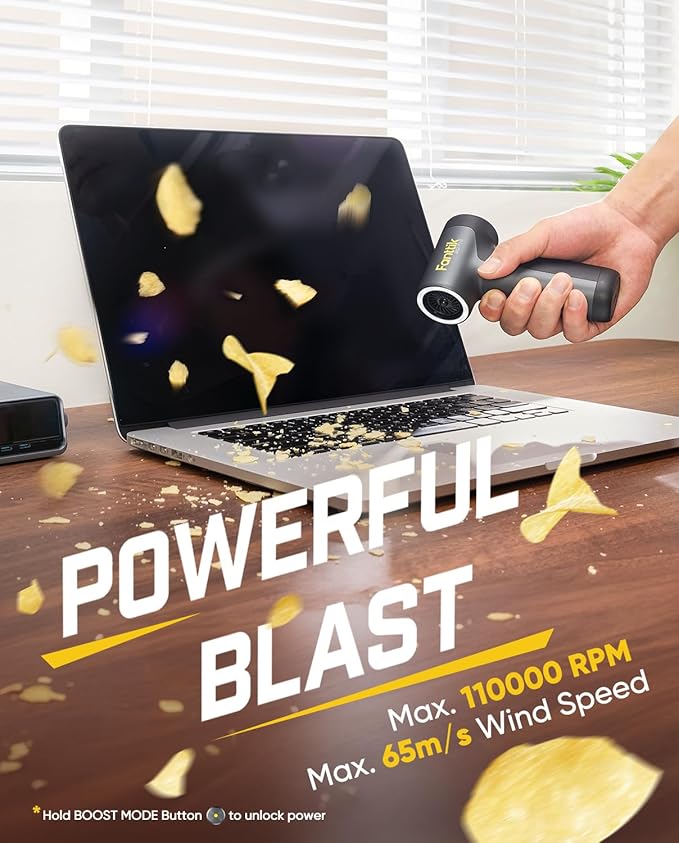 Fanttik B10 Pro Electric Air Duster, 110000RPM Brushless Motor, Compressed Air Duster, Mini Blower with One-tap Booster, 3 Gears Adjustable, Electric Duster for PC, Keyboard, Electronics and Workbench
