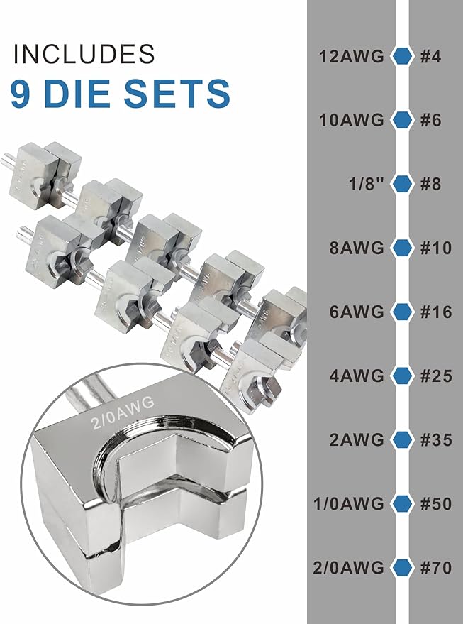 Hydraulic Crimper Tool for 1/8" 3/16" Stainless Steel Cable Railing Kit Hardware System Fittings, with Cable Cutter