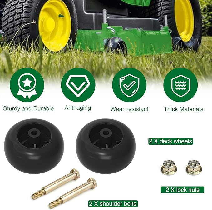 Mower Deck Wheels Fit for Craftsman Husq Cub JD Lawn Mower Tractor Replace for 753-04856A Deck Rollers Gauge Wheel for 54" 48" Deck 2 Set