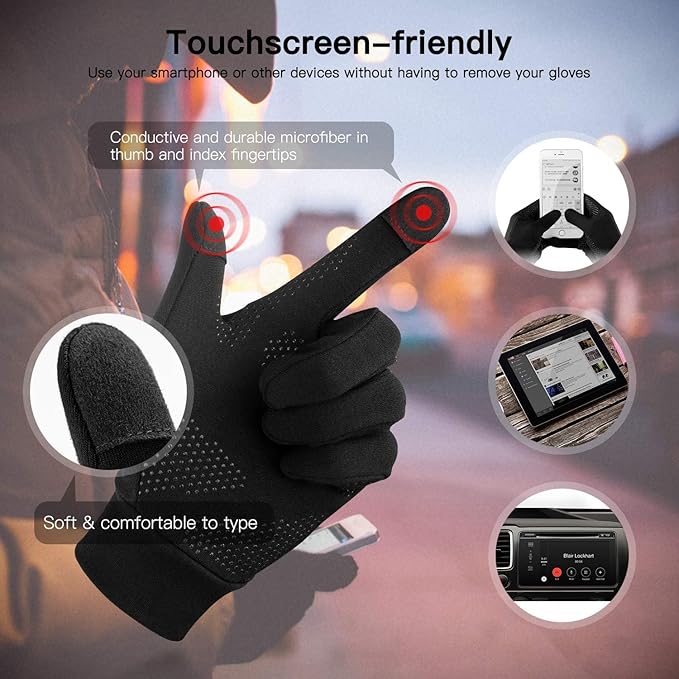 Unigear Lightweight Running Gloves, Touch Screen Anti-Slip Warm Gloves Liners for Cycling Biking Sporting Driving for Men Women