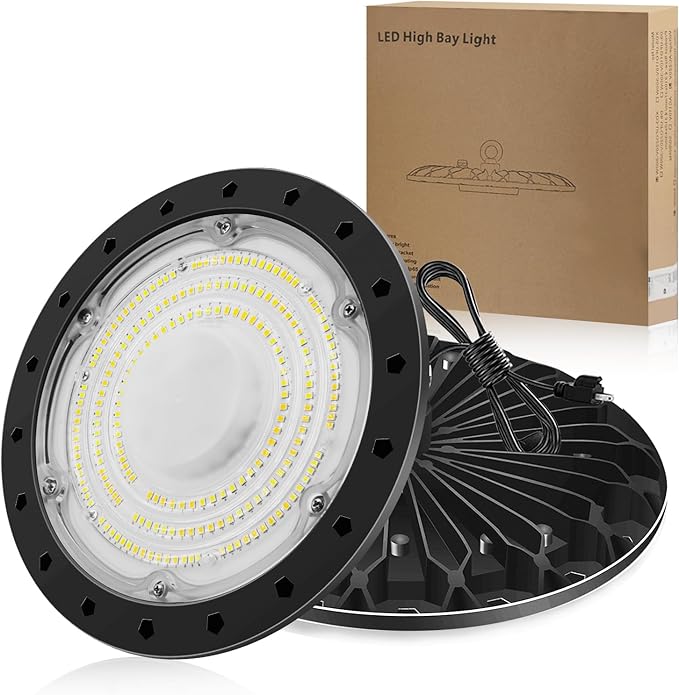 200W 20000LM UFO LED High Bay Light, Non-Dim High Bay LED Shop Light, 6000K Commercial Lights, IP65 Waterproof Industrial Bay Lighting for Shop/Garage/Warehouse/Workshop/Factory, with Standard US Plug