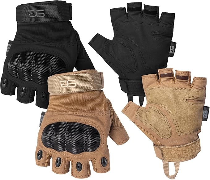 Glove Station- Fingerless Knuckle Tactical Gloves for Men - Motorcycle Gloves for Tactical Shooting, Airsoft, Hunting, Police Work and Hiking