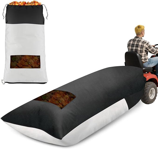 Patelai 2 Pcs 2025 New Lawn Tractor Leaf Bag 420d Grass Catcher Bag for Riding Lawn Mower, 78.7 x 52 Inch Large Capacity Grass Catcher for Leaf Collection Heavy Duty Material Collection(Black,White)