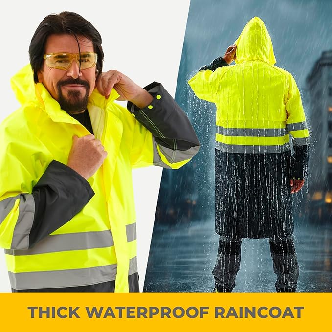 Safety Raincoat ALBATROSS PLUS Long Hooded Waterproof Emergency Rain Jacket Poncho for Men Women Adults