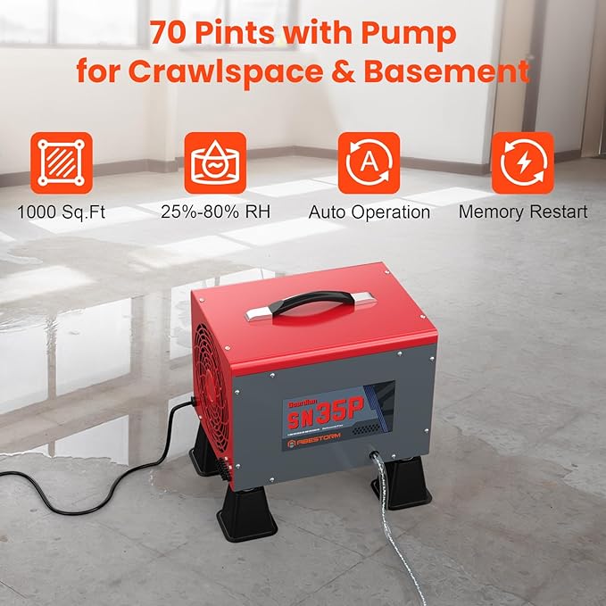 Abestorm Commercial Dehumidifier for Crawlspace, Basement, Large Space (70 Pints)