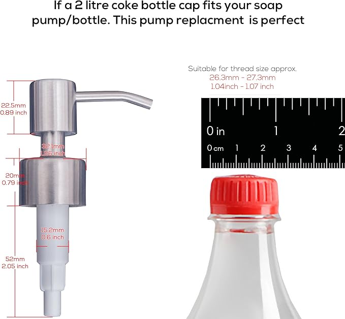 Stainless Steel Soap & Lotion Dispenser Pumps, Brushed Nickel Replacement (4 Pack)