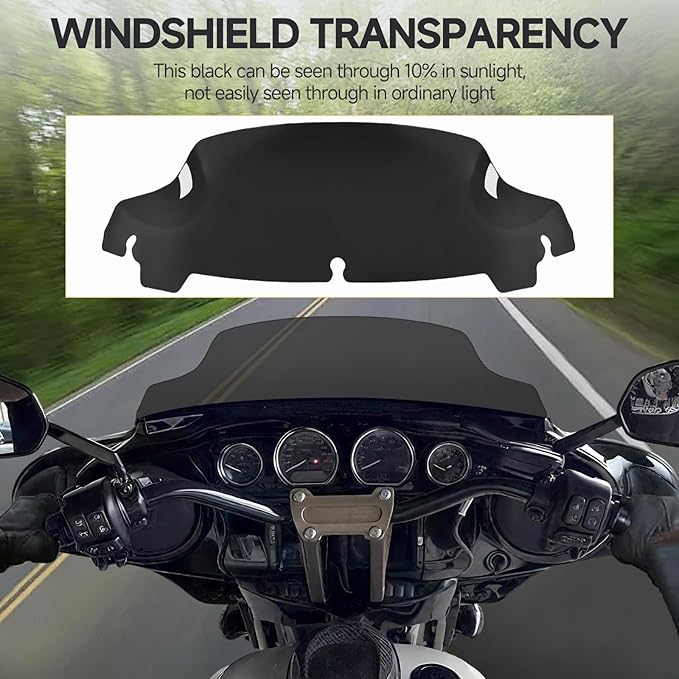 Windshield 7" Motorcycle Wave Windscreen 2014-2023 Fit For Harley Davidson Touring Street Glide Electra Glide Ultra Limited Tri Glide Flht Flhx Flhtk Flhtc Flhtcu,Black