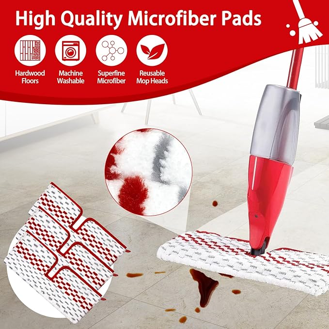 Microfiber Spray Mop Pads Compatible with Promist MAX Reusable Spray Mop Refills for Ocedar ProMist Dust Mop,Dual-Action Washable Flip Mop Pads Replacement for Dry Wet Floor Cleaning, double-sided use