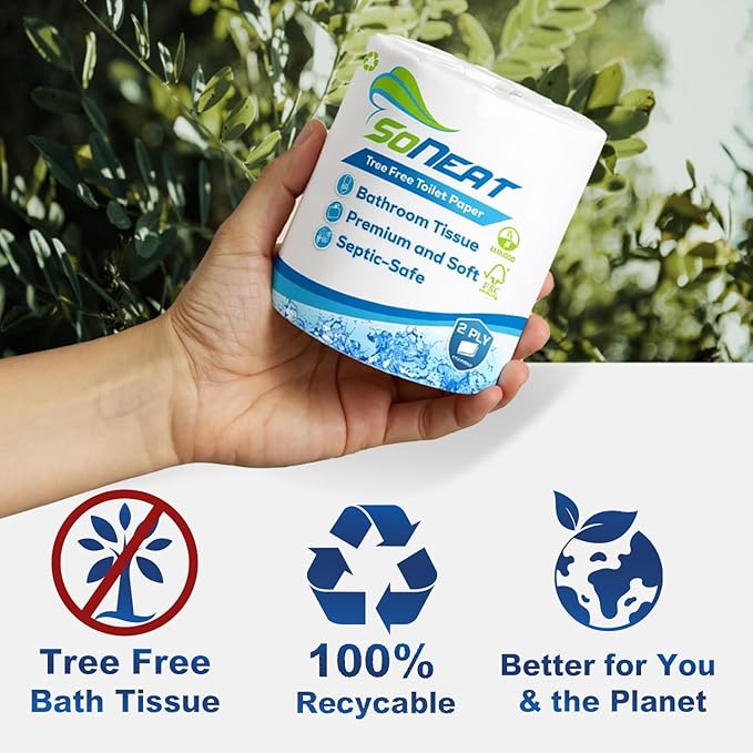 2-Ply Toilet Paper Bulk | Septic safe toilet paper | 40,000 Soft Sheets | 80 Rolls x 500 Sheets Each | Recycled Fiber & Strong Bath Tissue Mega Pack for Home & Commercial Use | Made In USA
