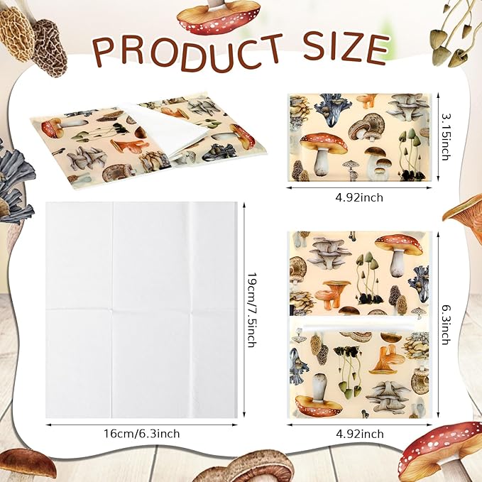 Geyee 50 Packs Facial Tissue Travel Packs Disposable Pocket Tissues for Wedding Guest Travel School Purse Home Supplies, 500 Sheets 3 Ply(Mushroom)