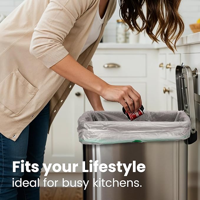 Large Trash Bag 13 Gallon Tall Drawstring 100% Post-Consumer Recycled Garbage Bag Waste Bag for Kitchen Office (80 Count, 0.6 Mil)