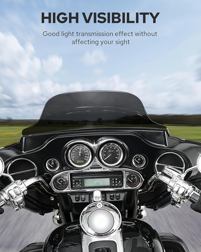 Benlari 8" Black Motorcycle Windshield Windscreen Fit for 1996-2013 Harley Davidson Touring Street Glide Electra Glide Tri Glide FLHT FLHX FLHTK FLHTC FLHTCU