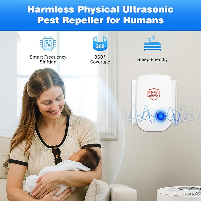 10 Pack Ultrasonic Pest Repellent, Electronic Plug-in for Rodents, Mosquitoes, Cockroaches, Spiders, Ants, and More, Safe, Silent, Energy-Efficient, Ideal for Home, Office, and Warehouse