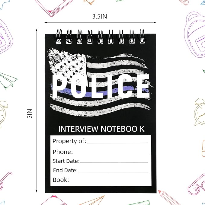 Sinmoe 8 Pcs Public Safety Police Field Interview book Top Bound Spiral Notebook, Writing Pad for Interviews, Accidents and Incident Reports, Field Book for Police, 5 x 3.5 Inches