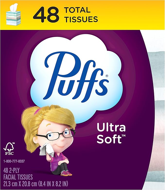Puffs Ultra Soft Non-Lotion Facial Tissues, 1 Cube, 48 Tissues Per Box